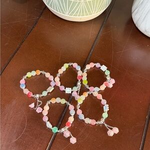 Colorful Beaded Bracelets with charms 5 Bundle